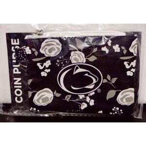 PENN STATE NITTANY LIONS OFFICIAL WOMENS FLOWER COIN PURSE BLACK NEW